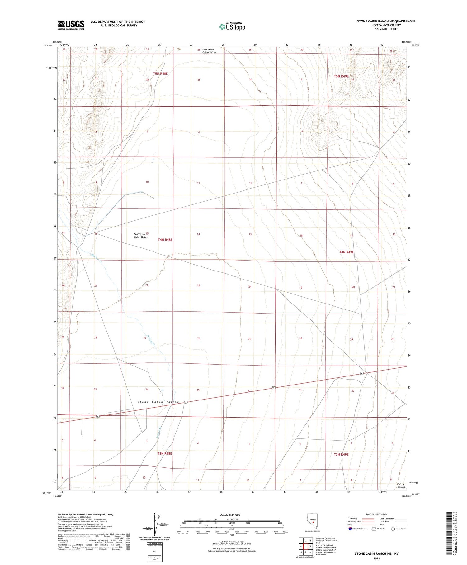 Stone Cabin Ranch NE Nevada US Topo Map Image