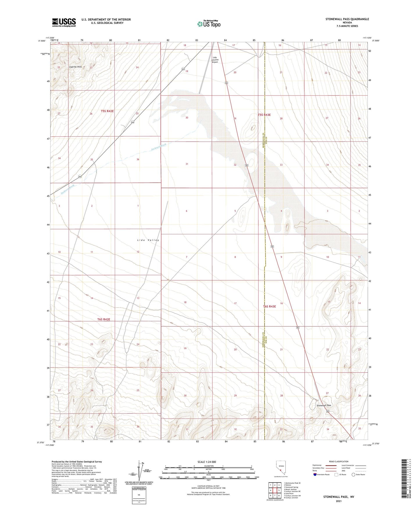 Stonewall Pass Nevada US Topo Map Image