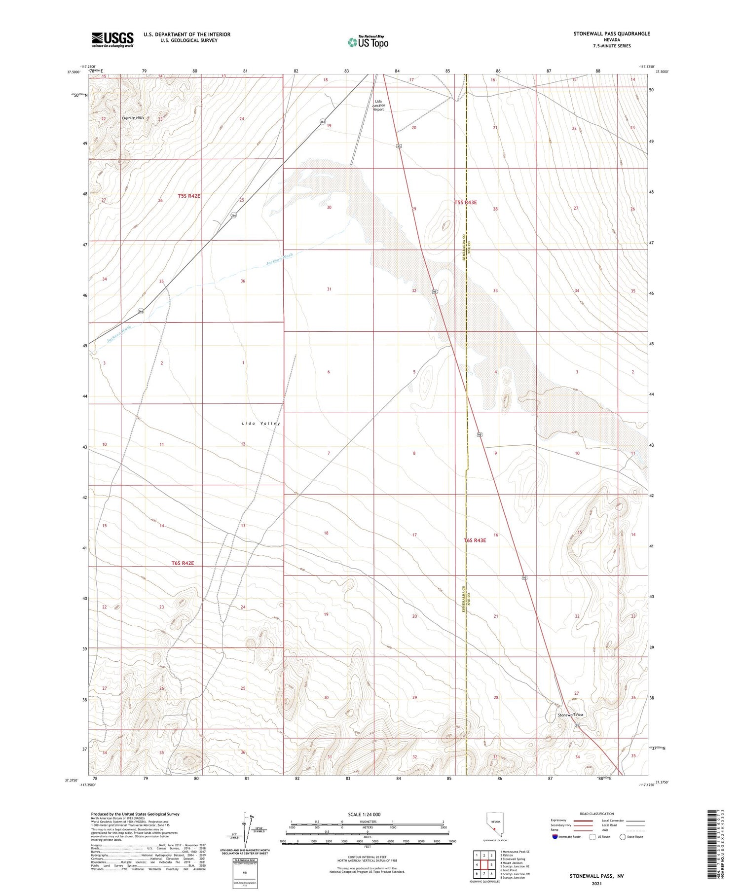 Stonewall Pass Nevada US Topo Map Image