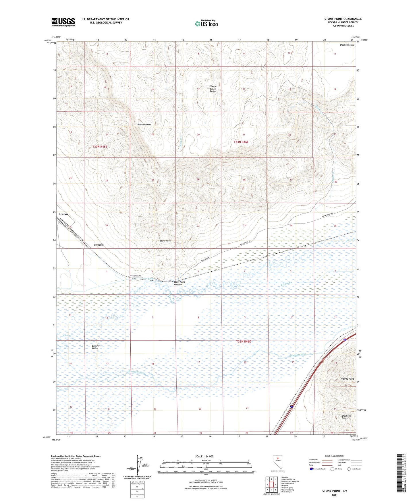 Stony Point Nevada US Topo Map Image