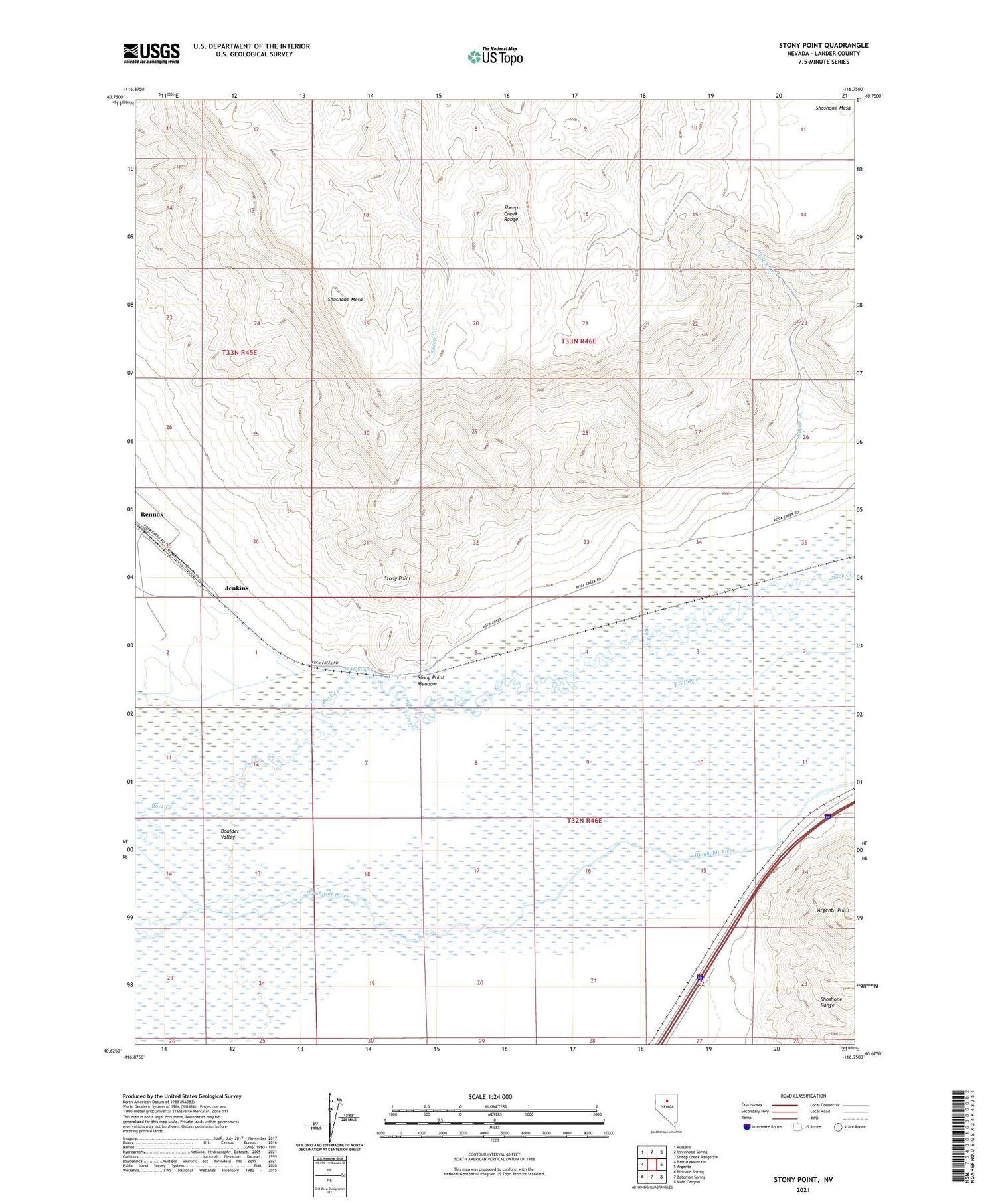 Stony Point Nevada US Topo Map Image