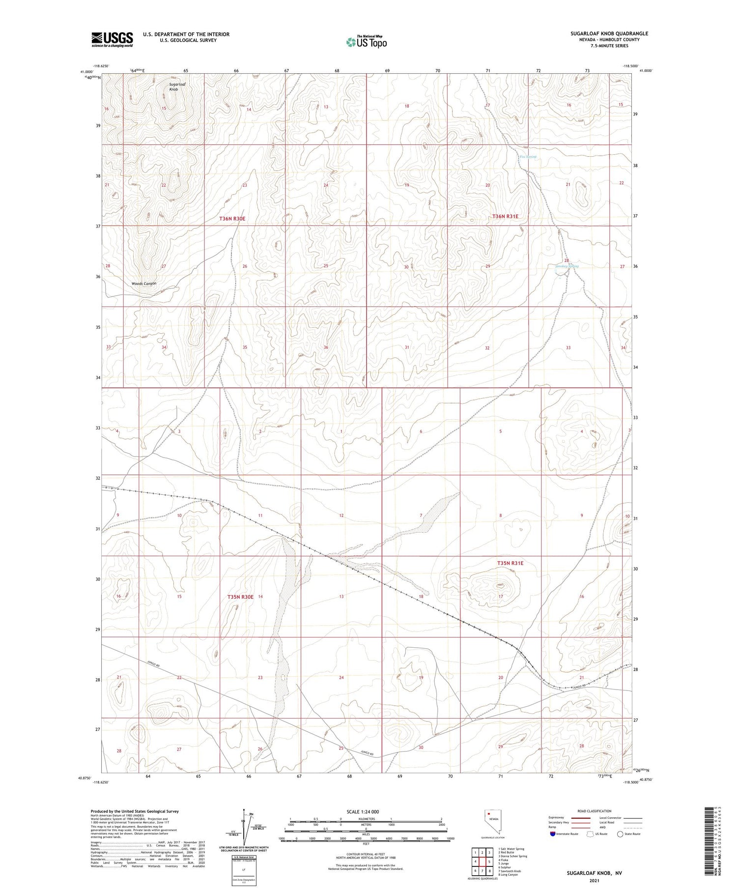Sugarloaf Knob Nevada US Topo Map Image