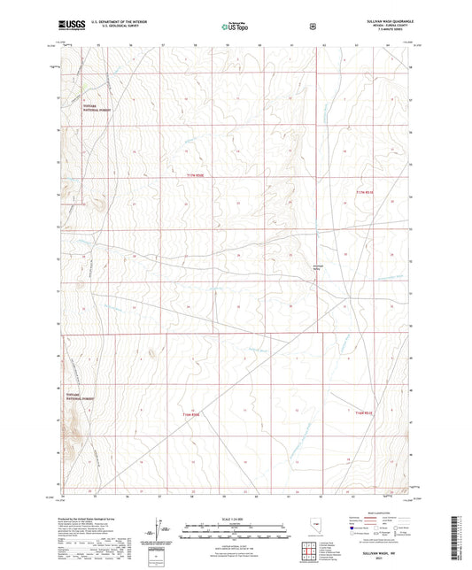 Sullivan Wash Nevada US Topo Map Image