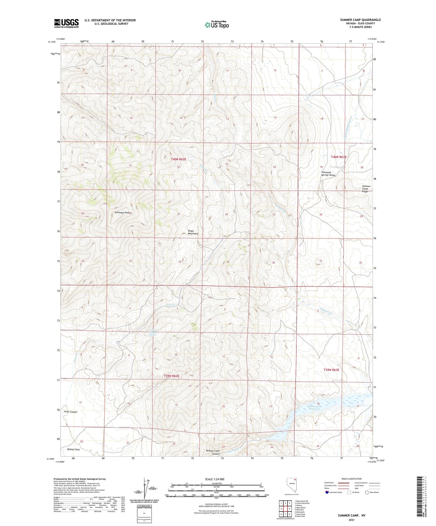 Summer Camp Nevada US Topo Map Image
