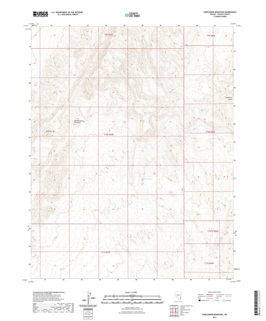 Sunflower Mountain Nevada US Topo Map Image