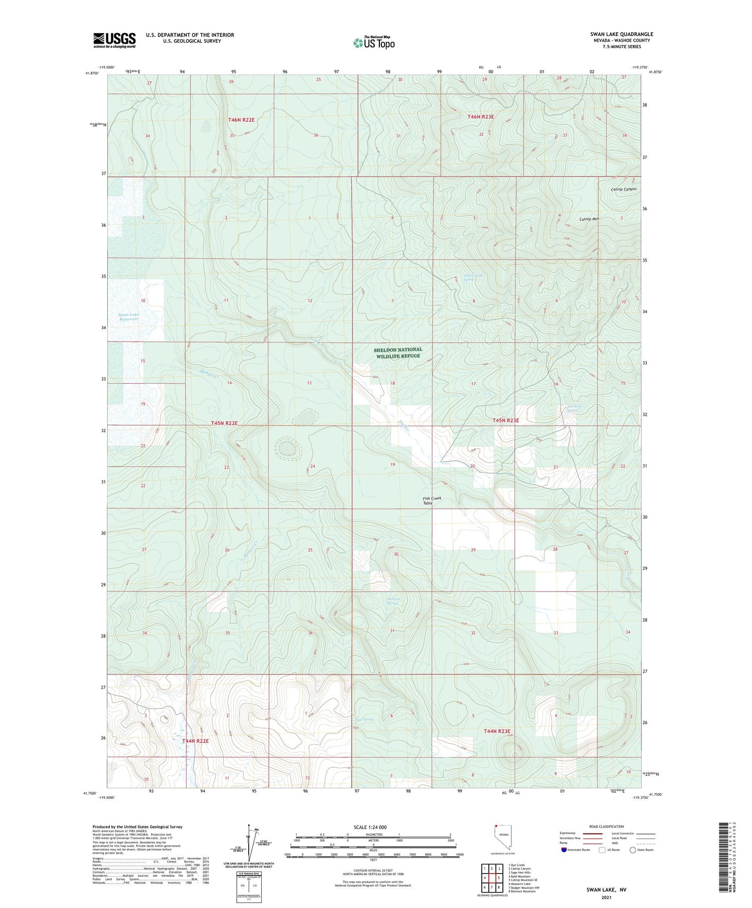 Swan Lake Nevada US Topo Map Image