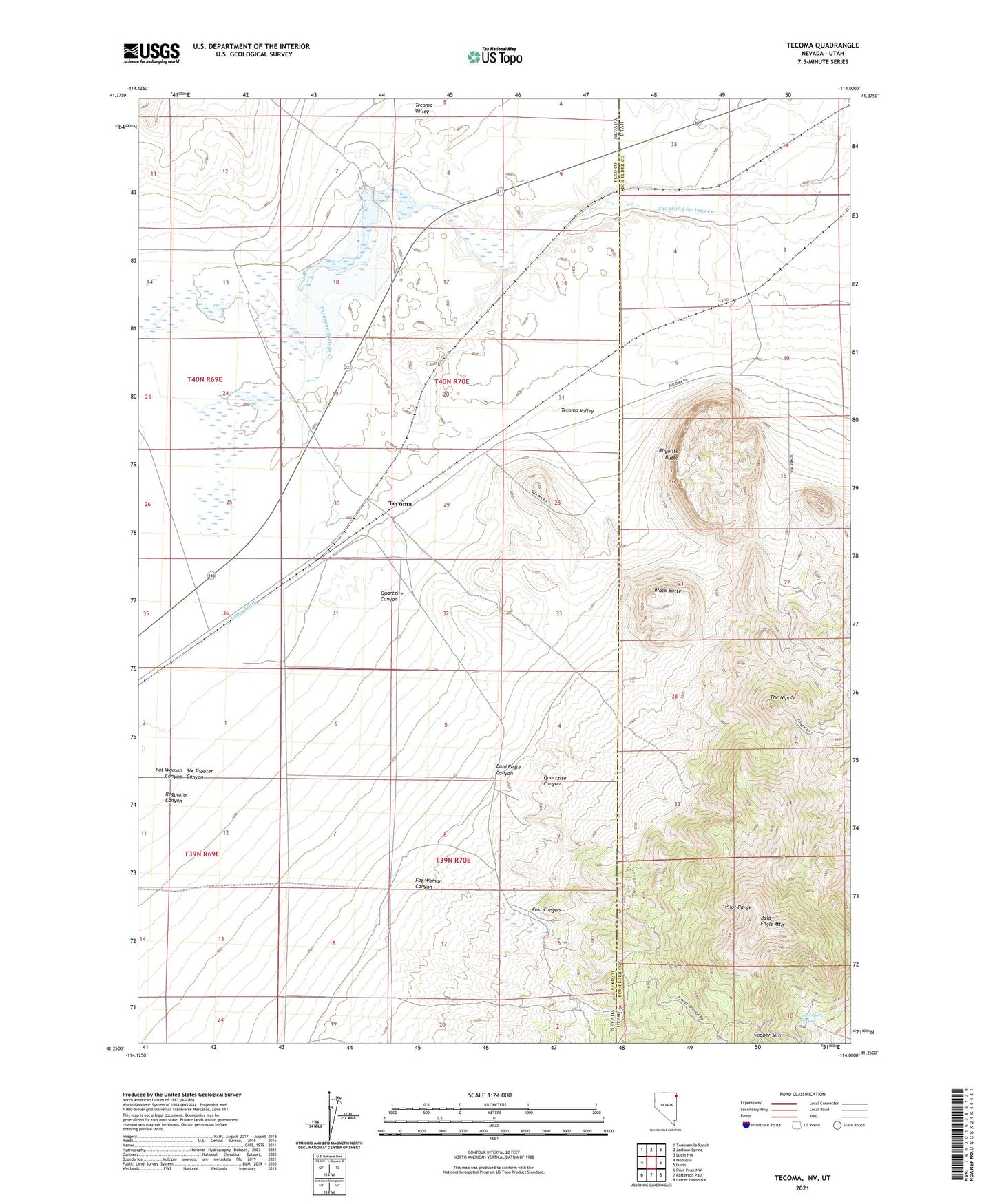 Tecoma Nevada US Topo Map Image