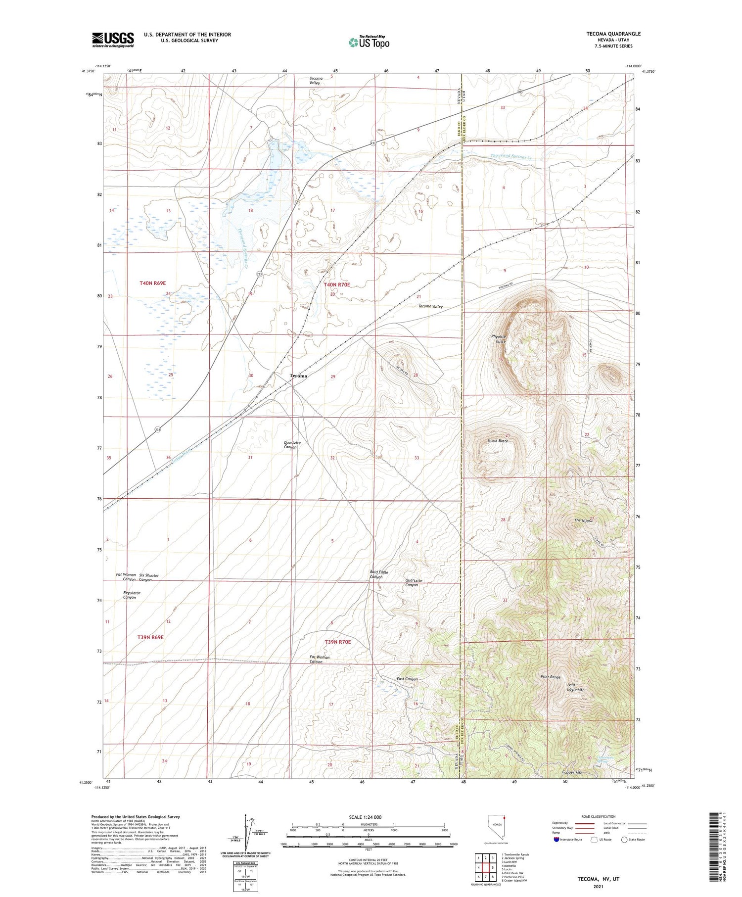 Tecoma Nevada US Topo Map Image