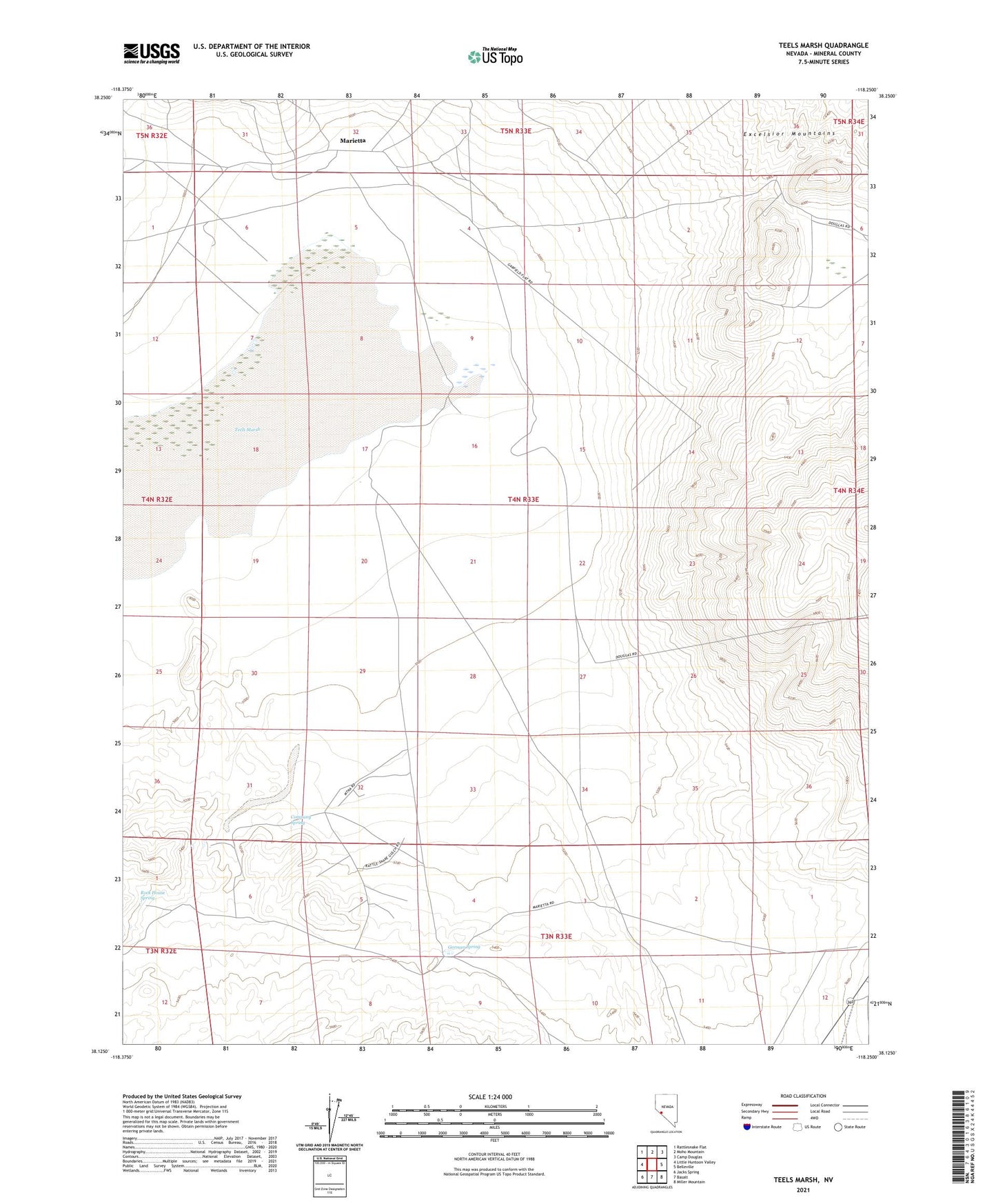 Teels Marsh Nevada US Topo Map Image