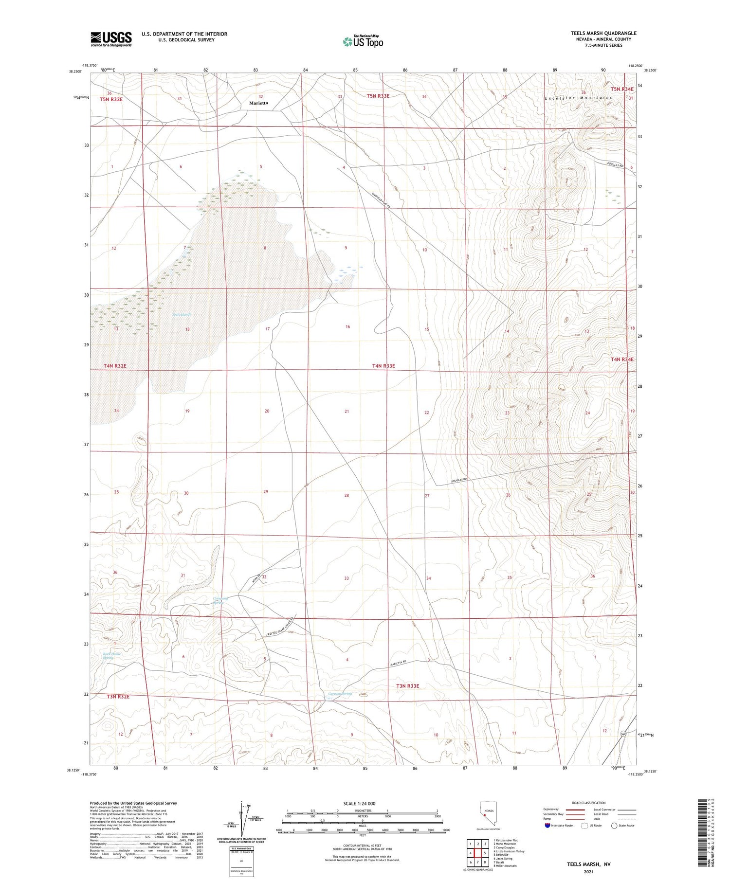 Teels Marsh Nevada US Topo Map Image