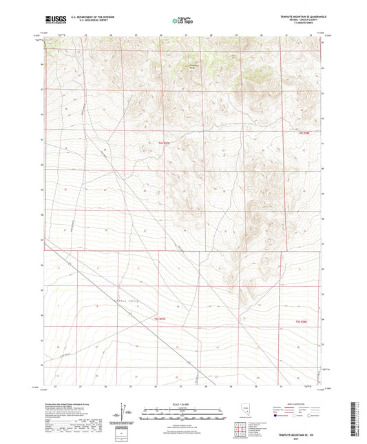Tempiute Mountain SE Nevada US Topo Map Image