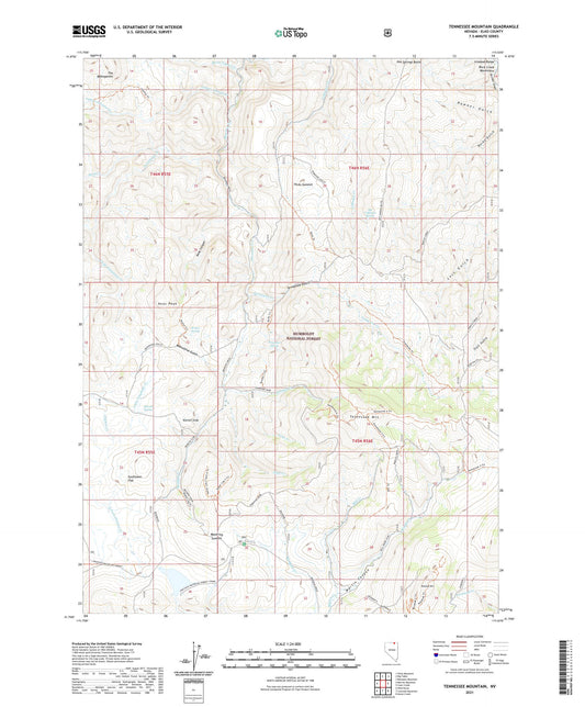 Tennessee Mountain Nevada US Topo Map Image