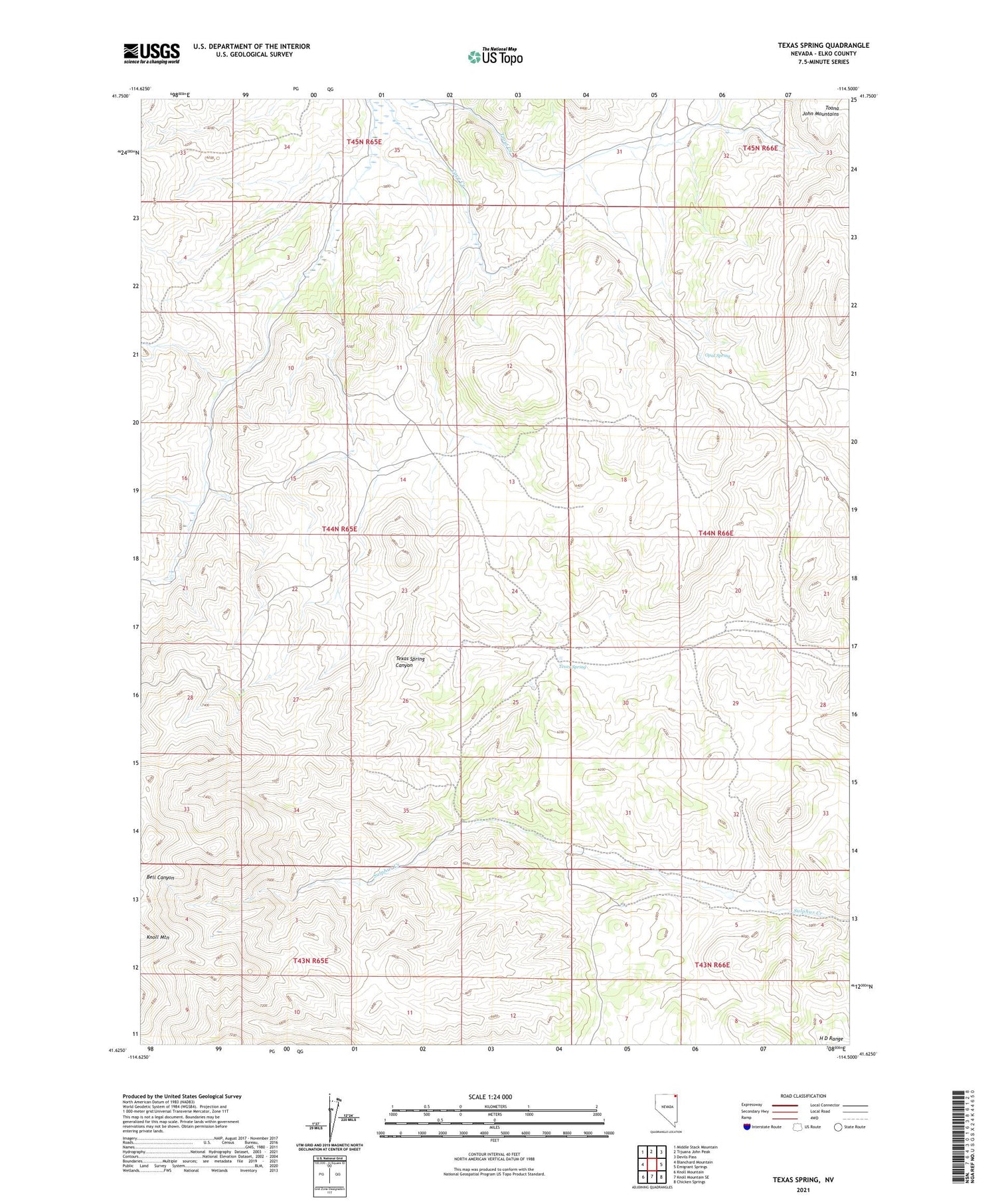 Texas Spring Nevada US Topo Map Image