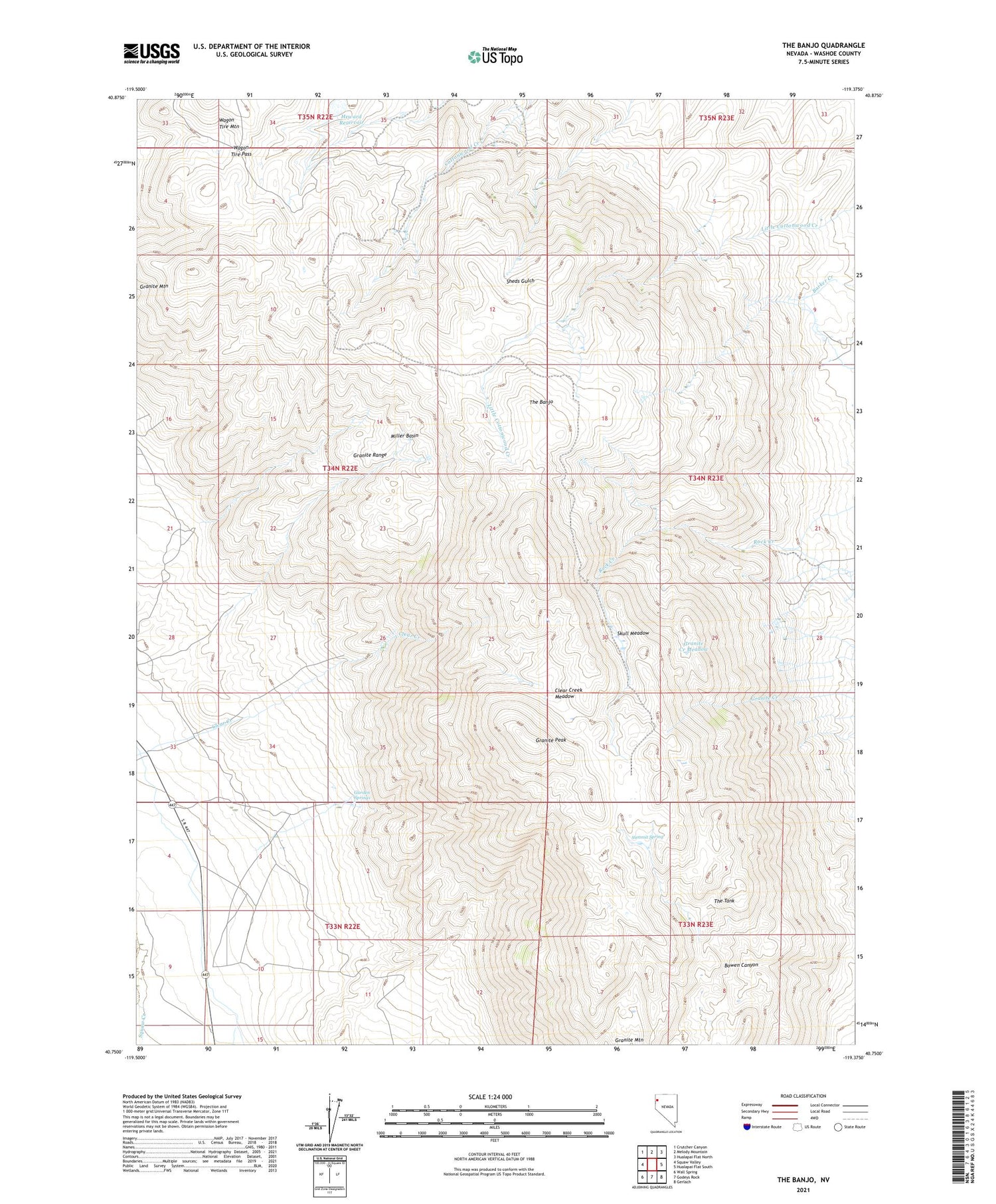 The Banjo Nevada US Topo Map Image