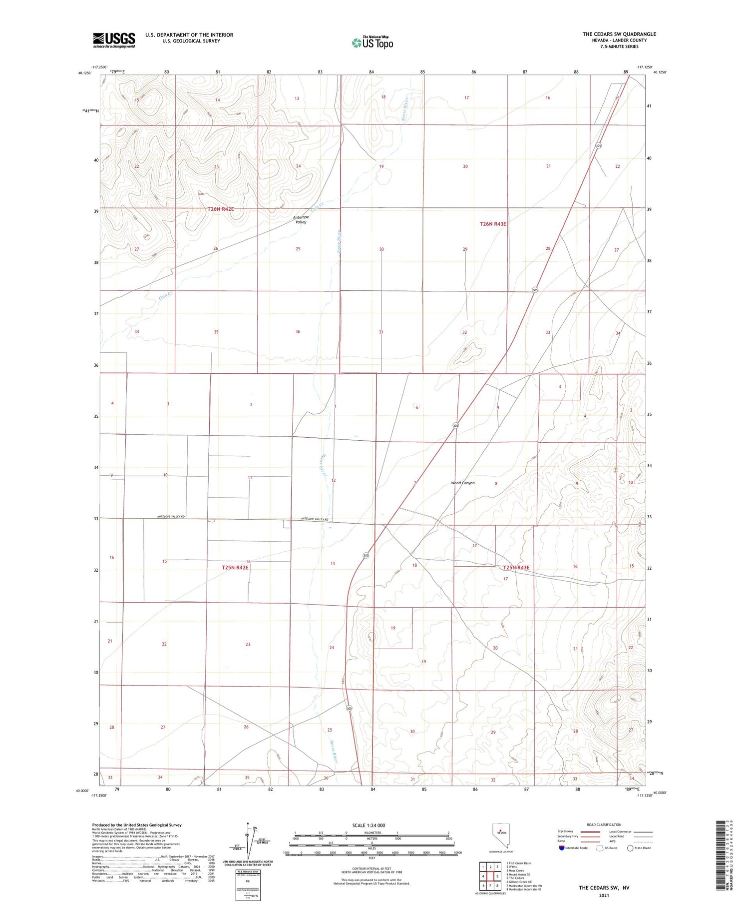 The Cedars SW Nevada US Topo Map Image