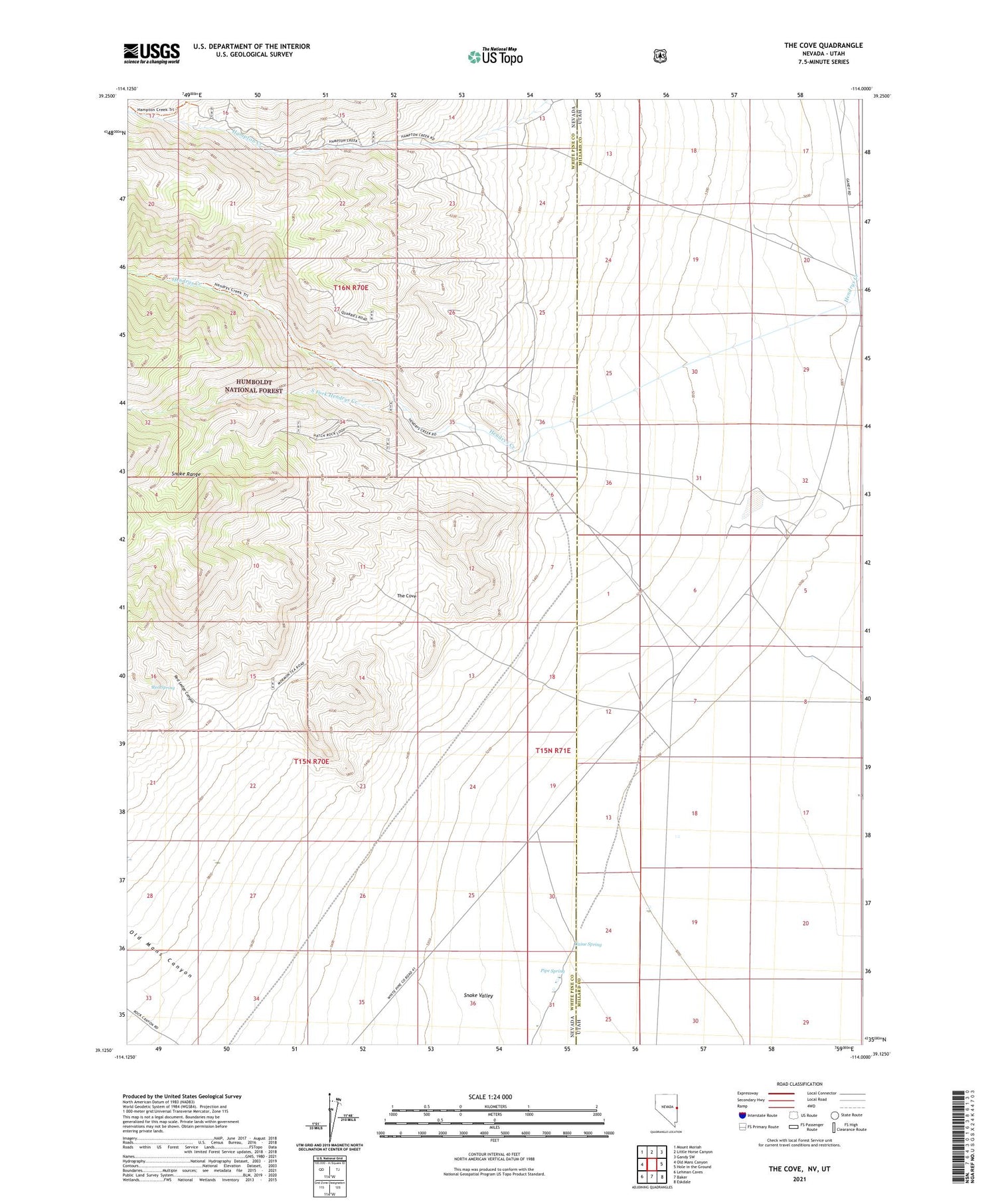 The Cove Nevada US Topo Map Image