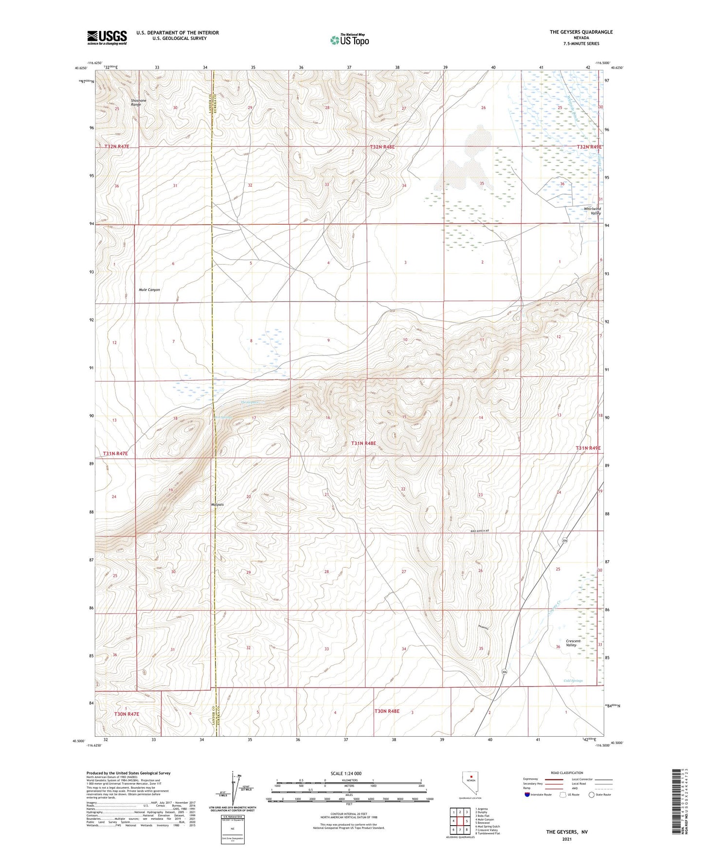 The Geysers Nevada US Topo Map Image