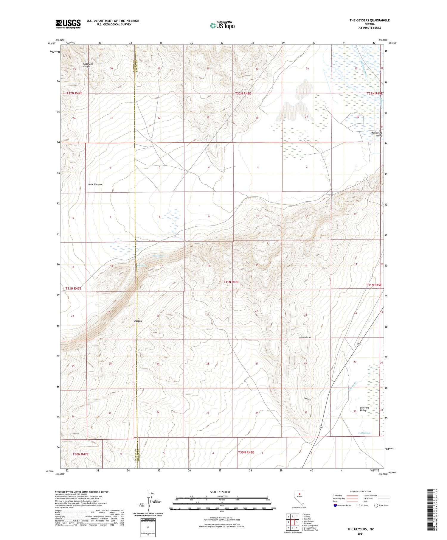 The Geysers Nevada US Topo Map Image