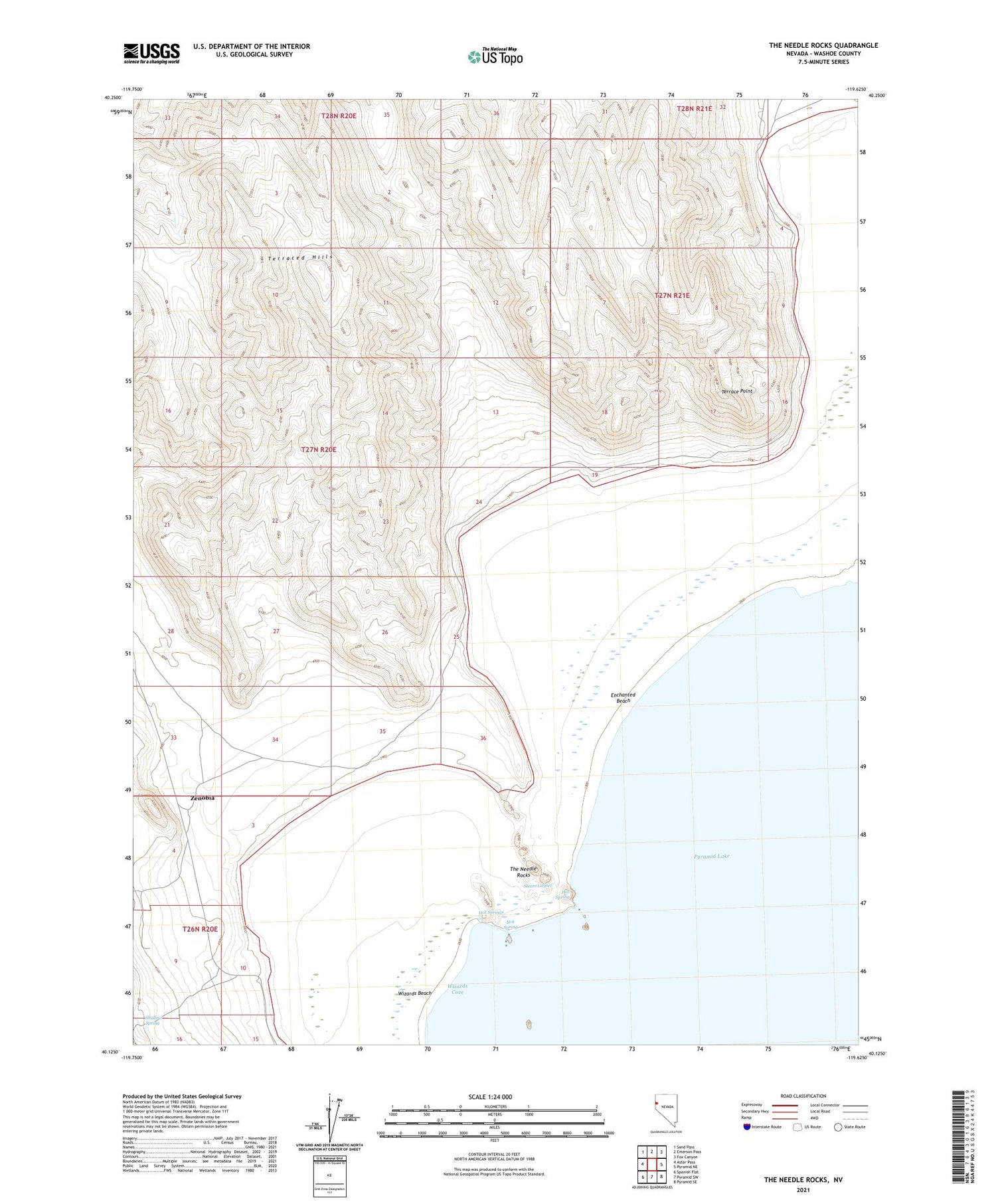 The Needle Rocks Nevada US Topo Map Image