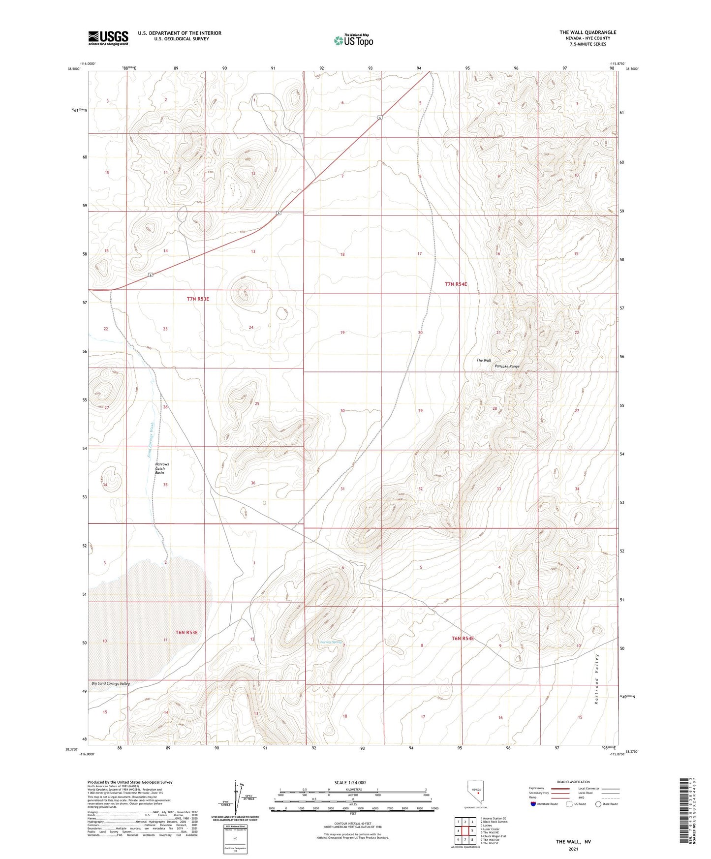The Wall Nevada US Topo Map Image