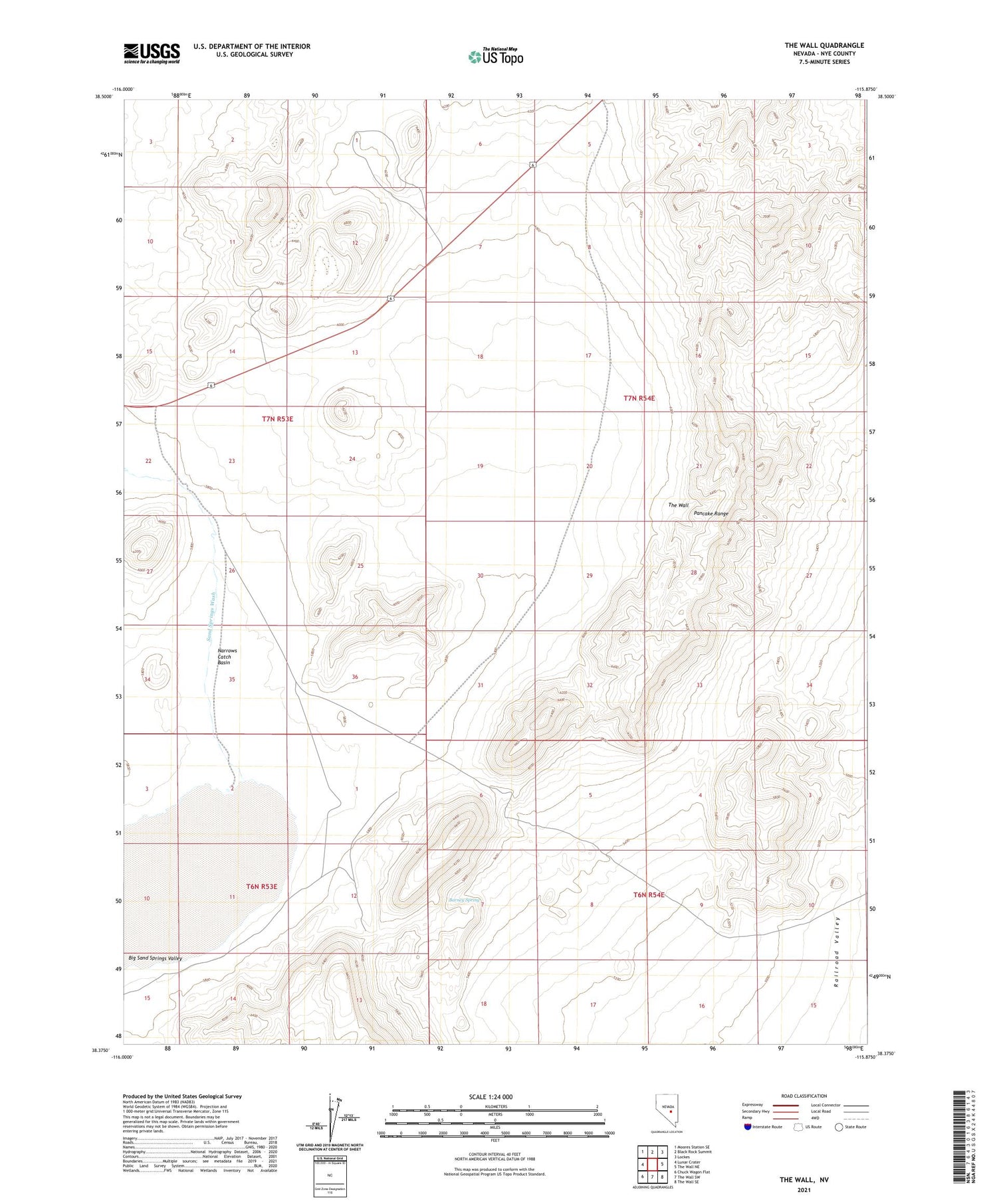 The Wall Nevada US Topo Map Image