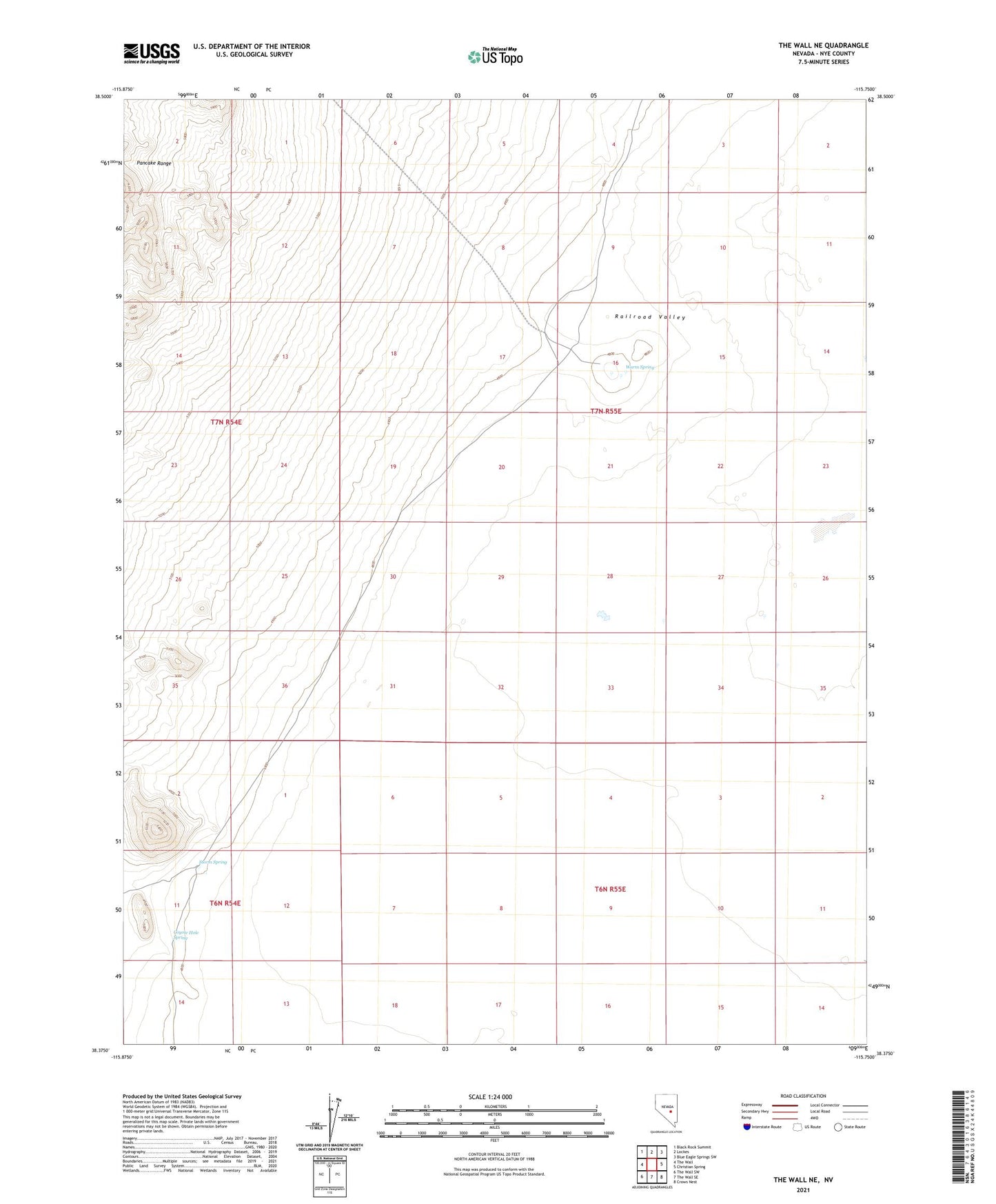 The Wall NE Nevada US Topo Map Image