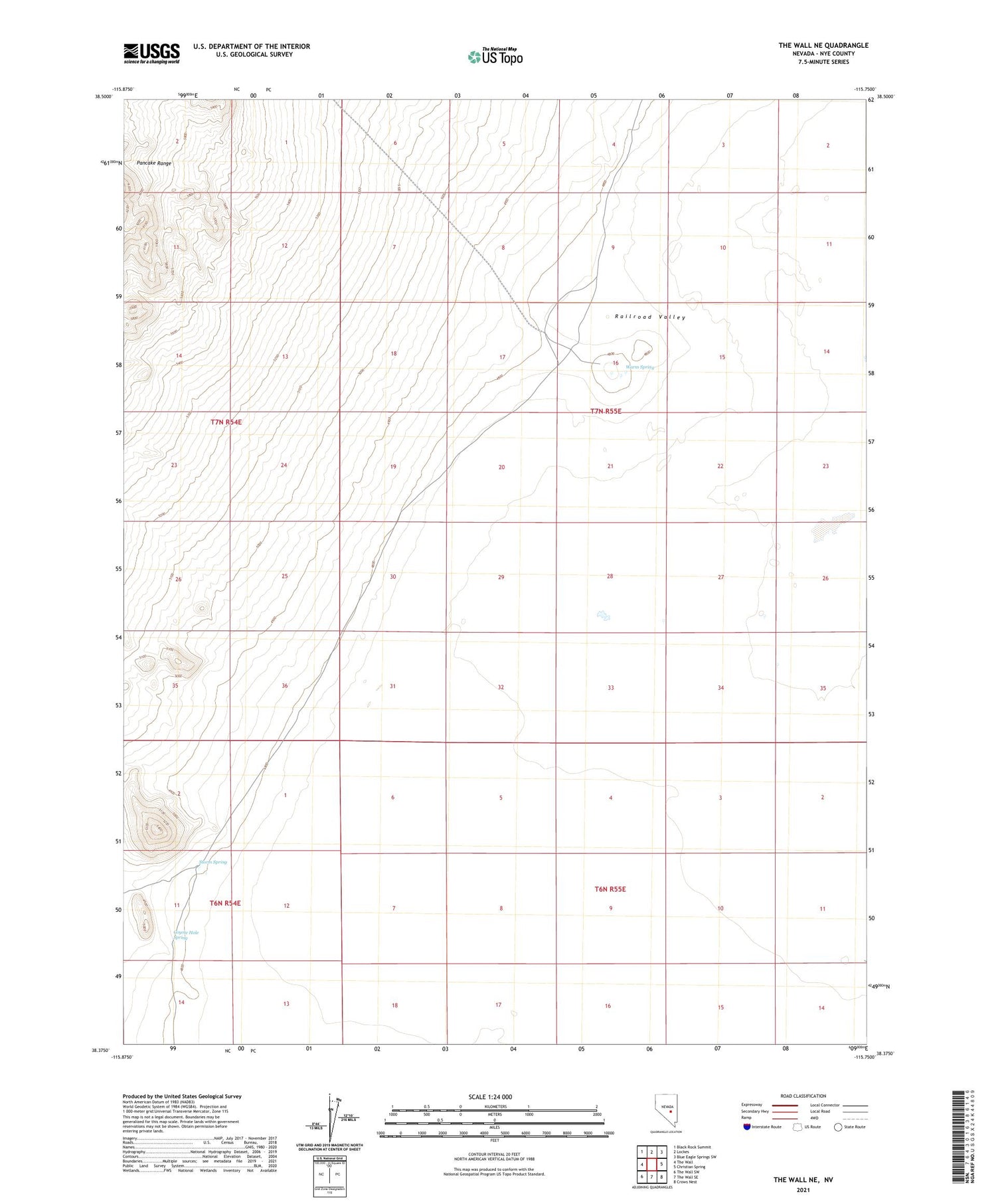 The Wall NE Nevada US Topo Map Image