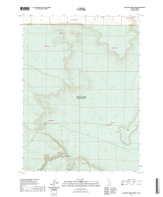 Thousand Creek Gorge Nevada US Topo Map Image