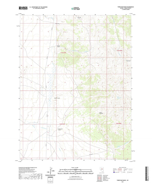 Three Bar Ranch Nevada US Topo Map Image