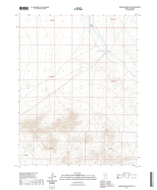 Timber Mountain Pass NW Nevada US Topo Map Image