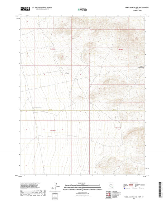 Timber Mountain Pass West Nevada US Topo Map Image