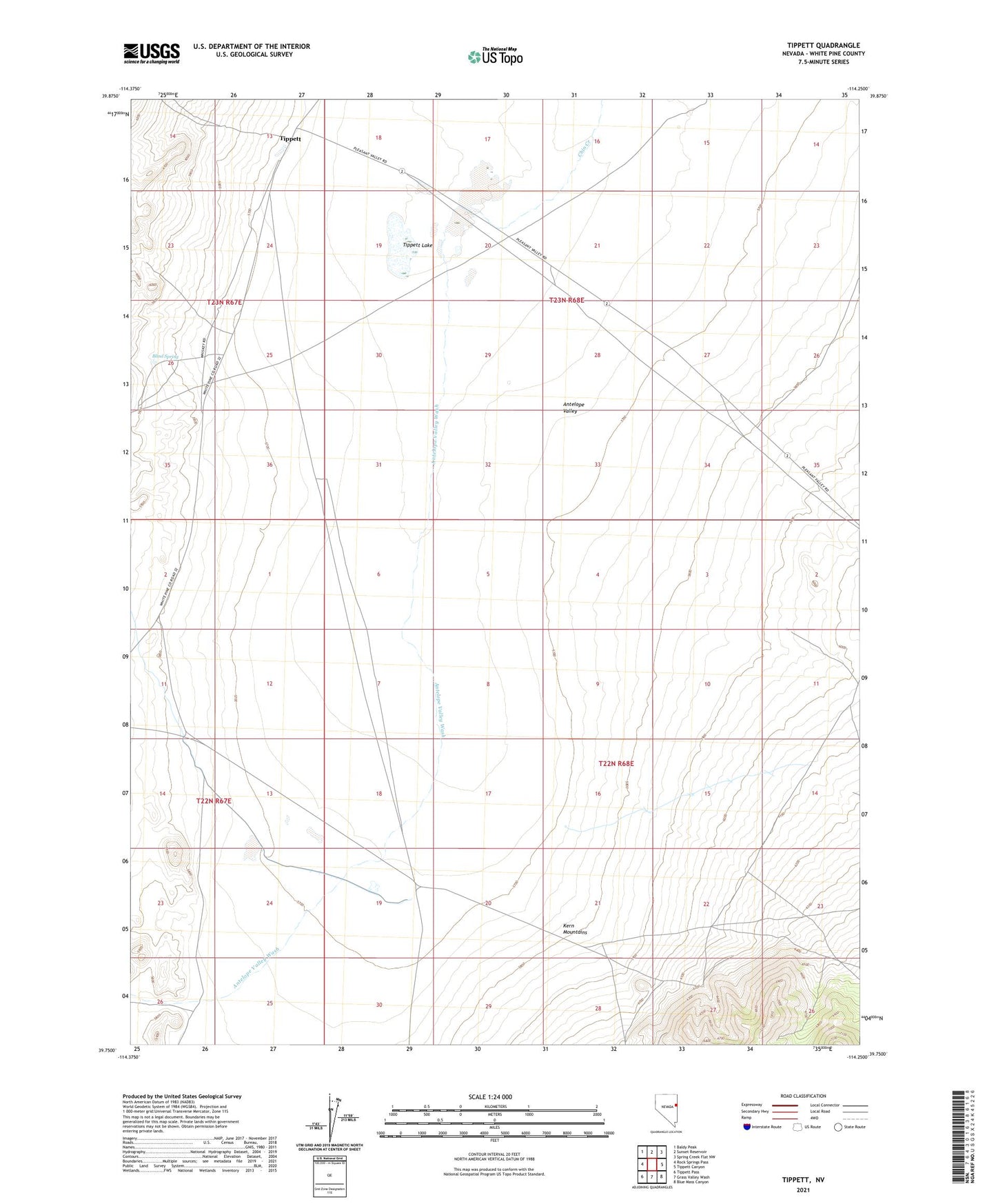 Tippett Nevada US Topo Map Image