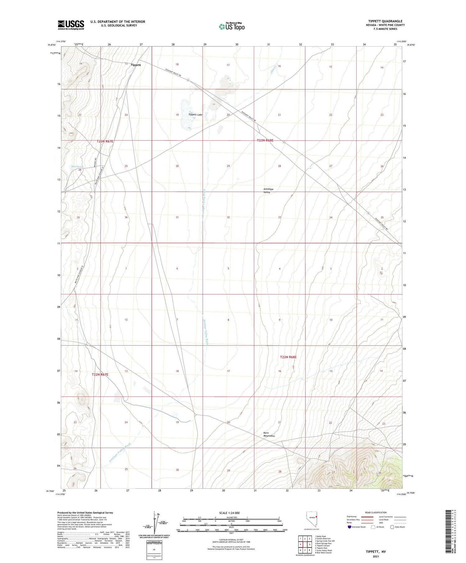 Tippett Nevada US Topo Map Image