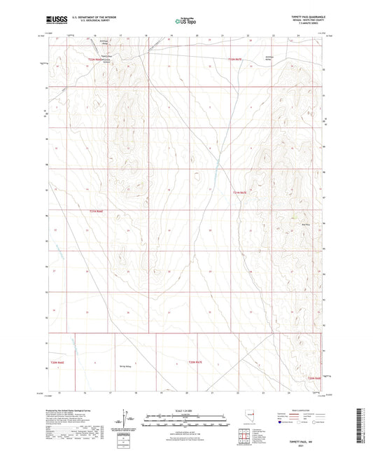 Tippett Pass Nevada US Topo Map Image