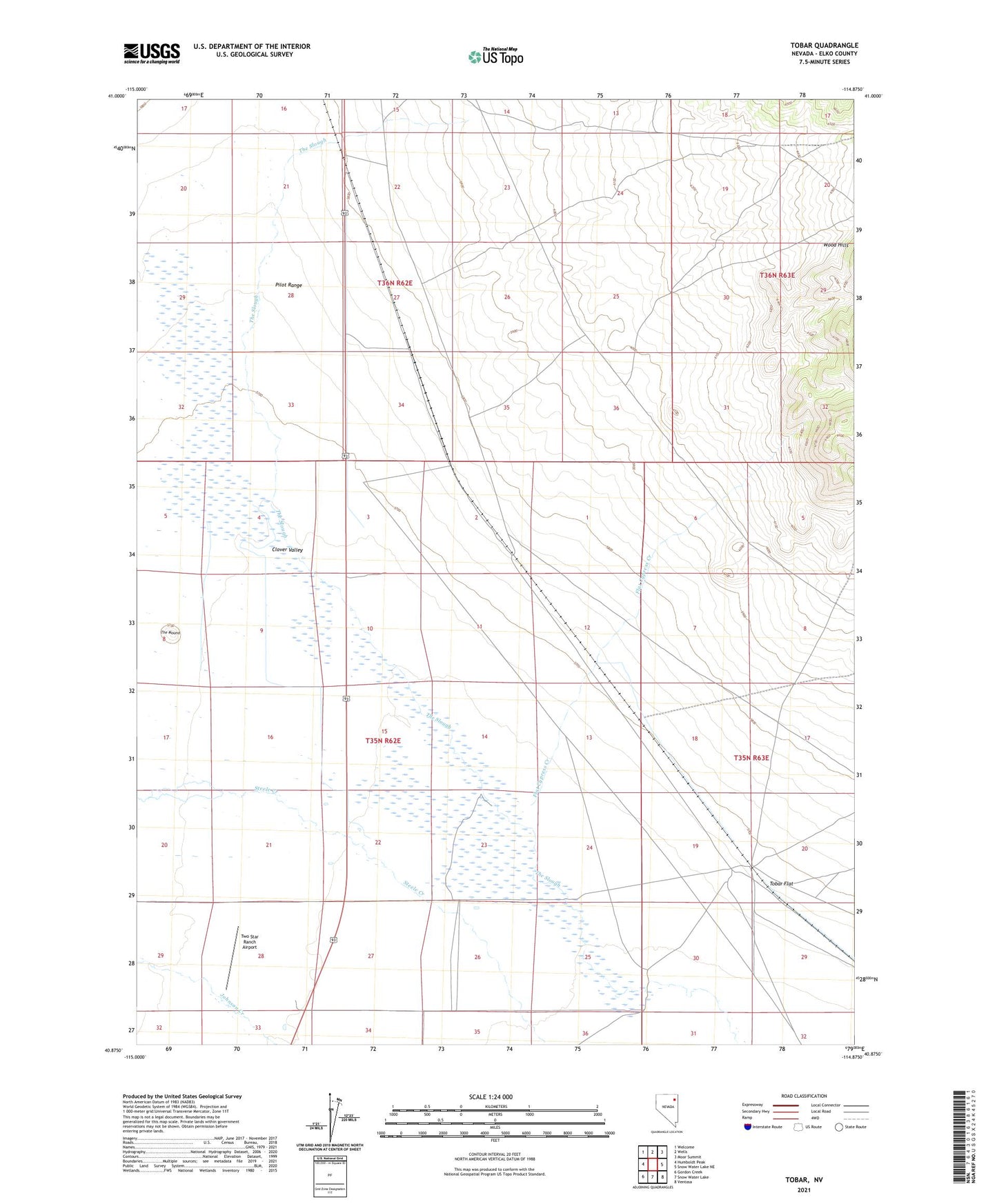 Tobar Nevada US Topo Map Image