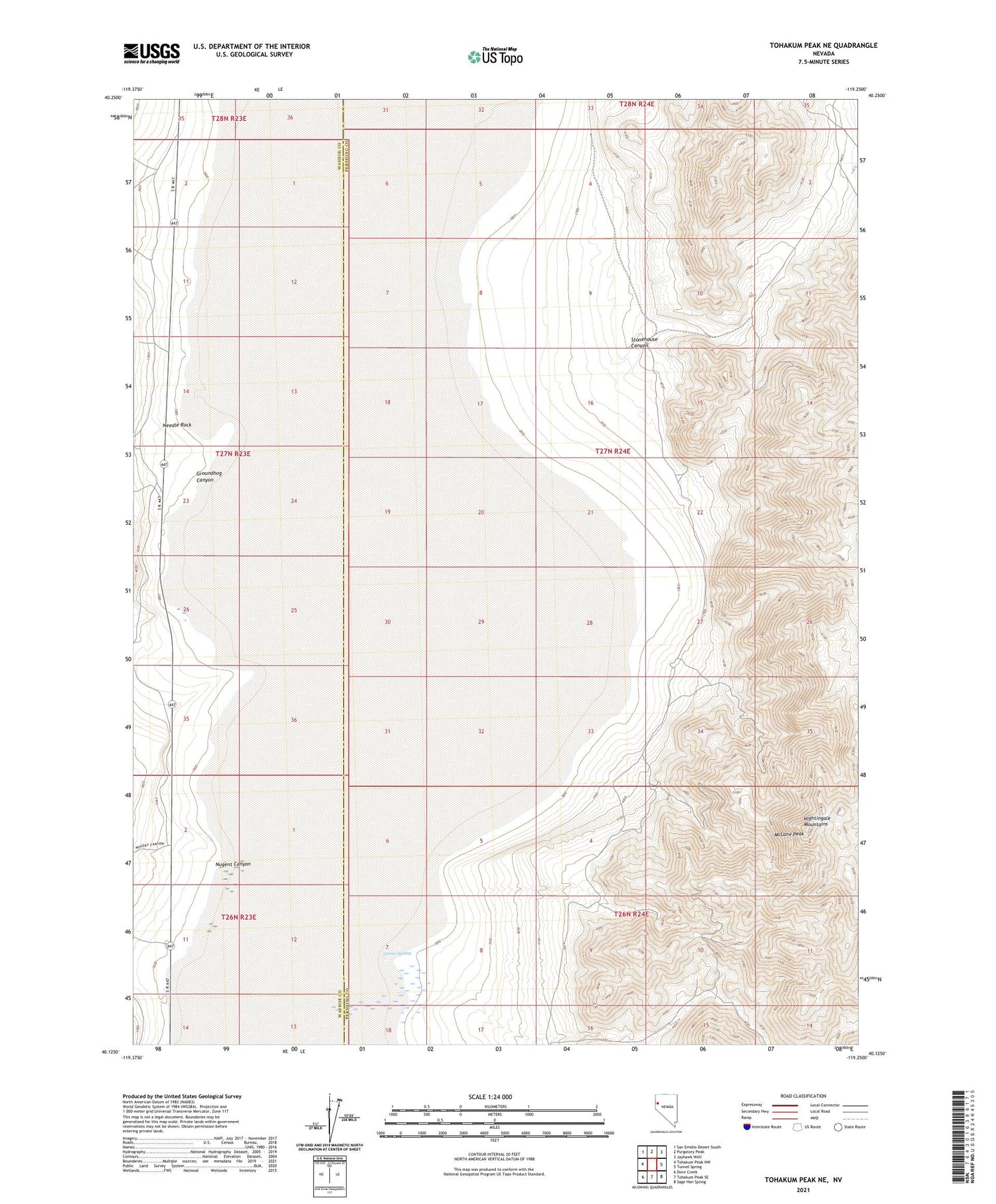 Tohakum Peak NE Nevada US Topo Map Image
