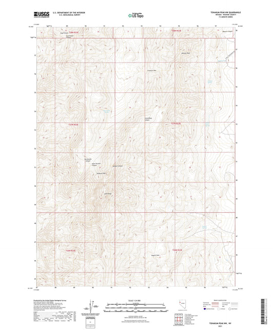 Tohakum Peak NW Nevada US Topo Map Image