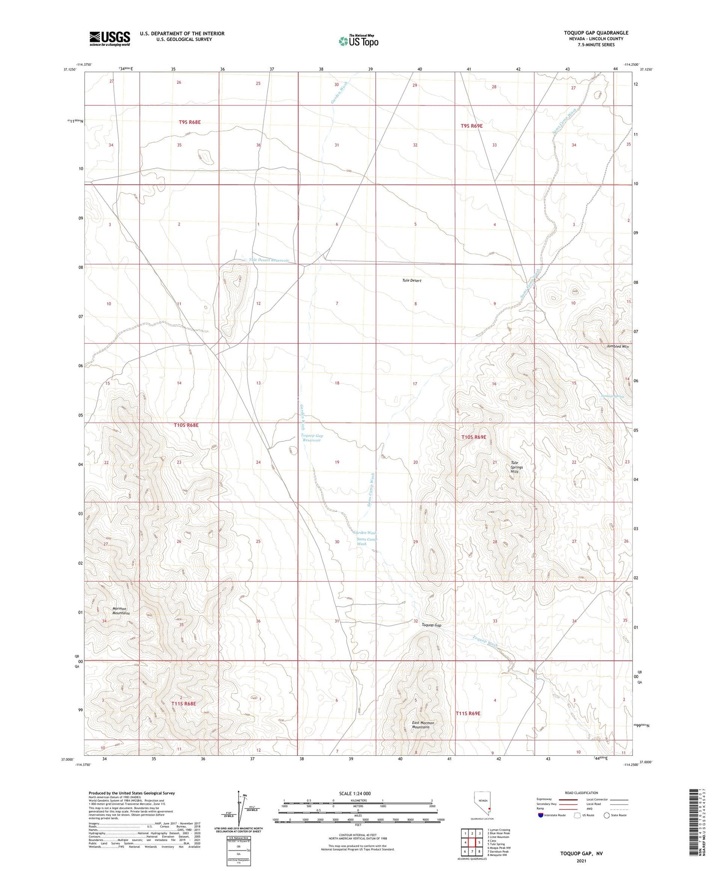 Toquop Gap Nevada US Topo Map Image