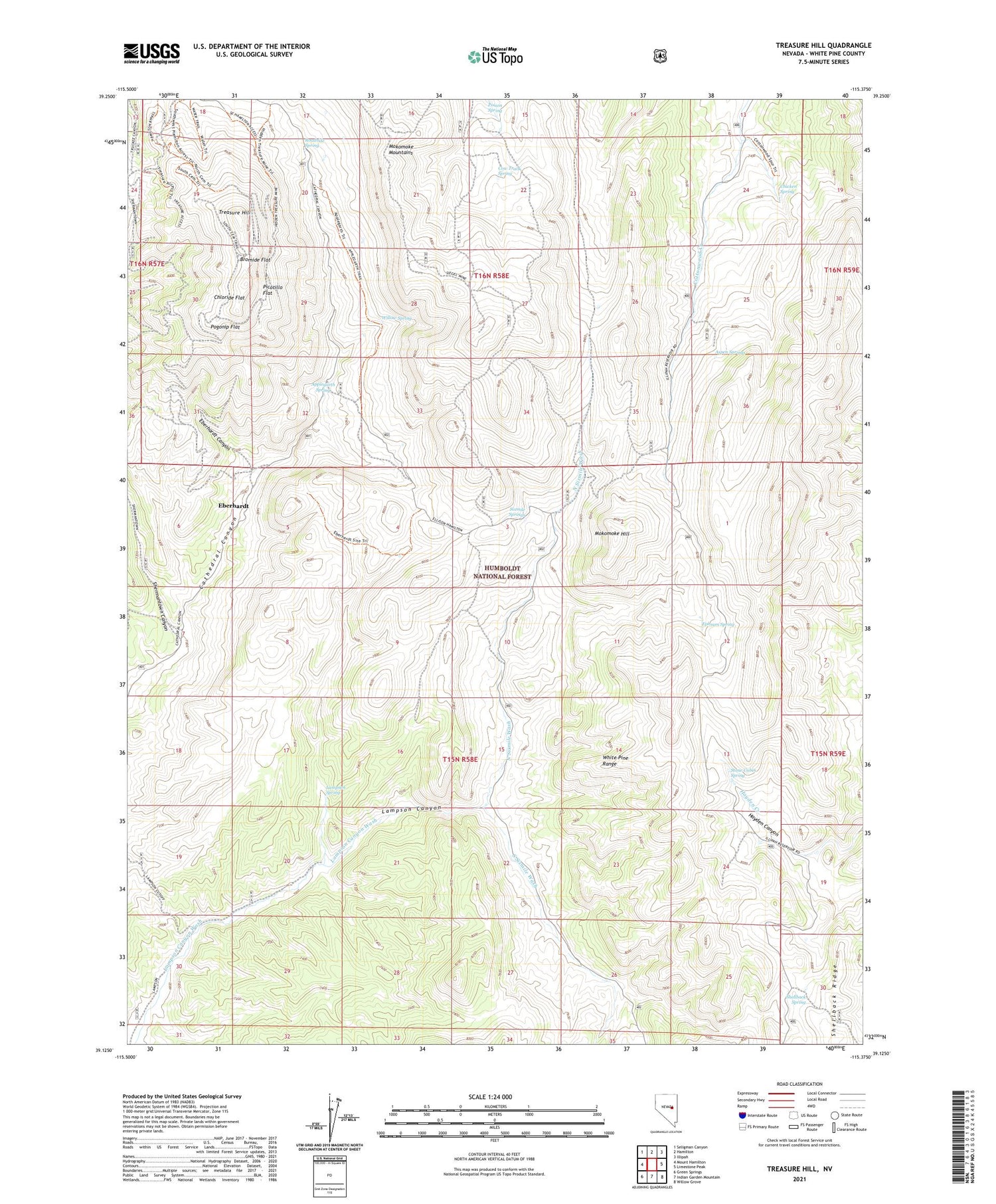 Treasure Hill Nevada US Topo Map Image