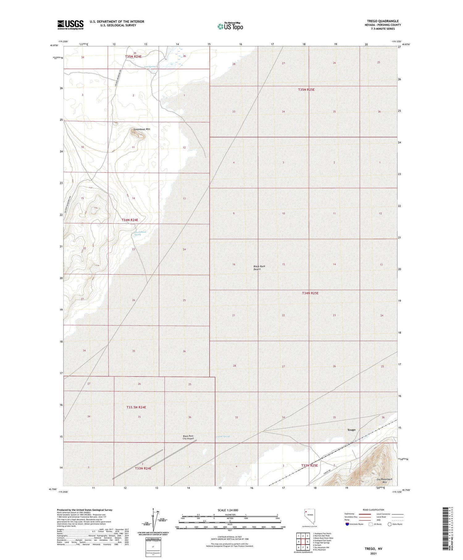 Trego Nevada US Topo Map Image
