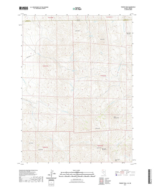 Trident Peak Nevada US Topo Map Image