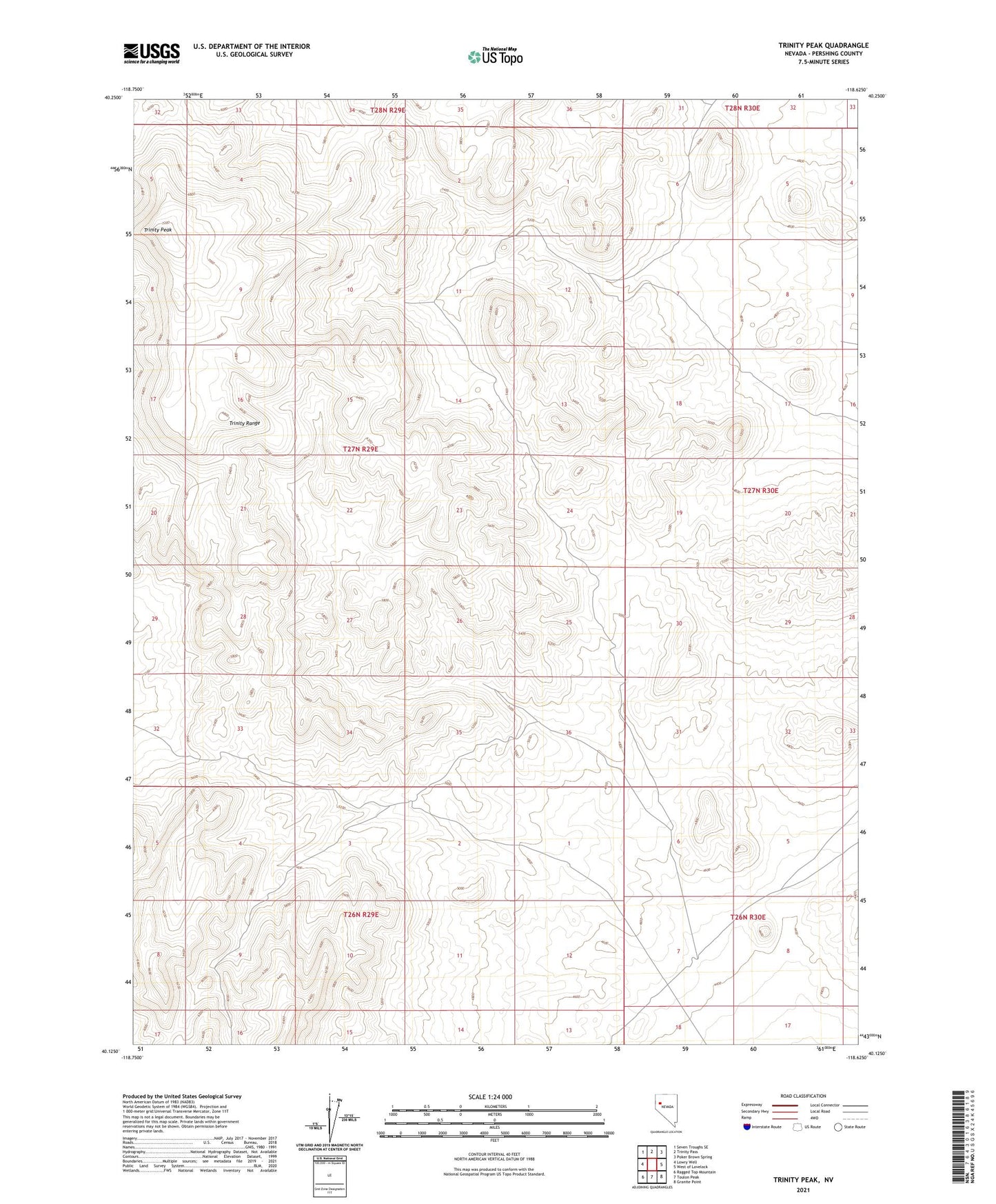 Trinity Peak Nevada US Topo Map Image