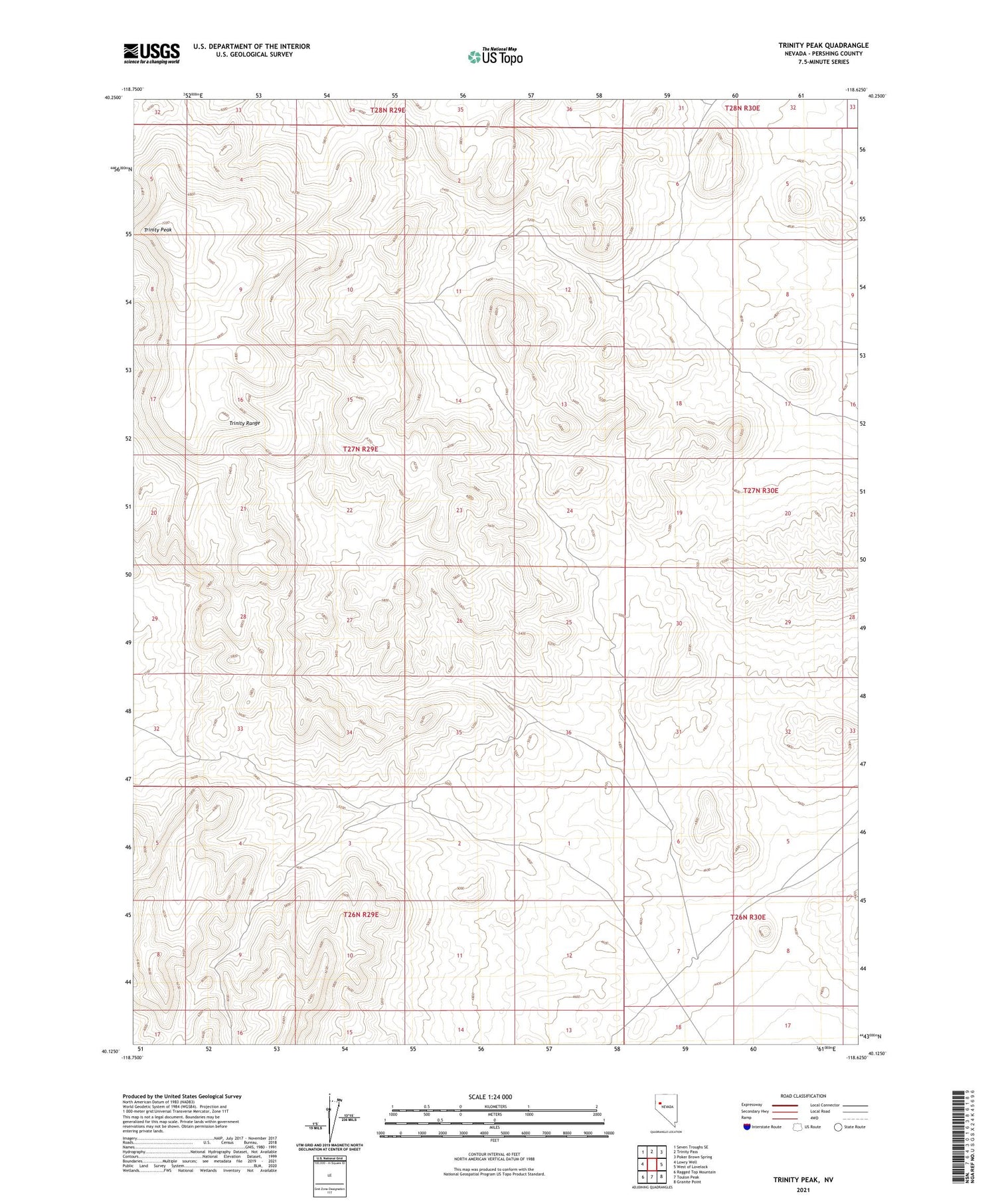 Trinity Peak Nevada US Topo Map Image