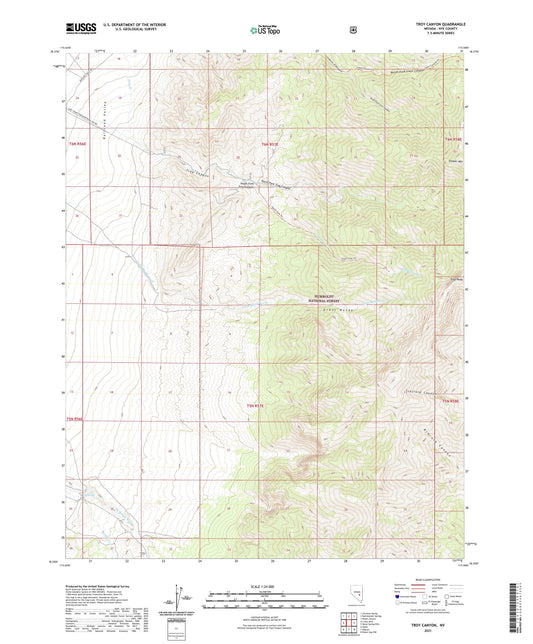 Troy Canyon Nevada US Topo Map Image