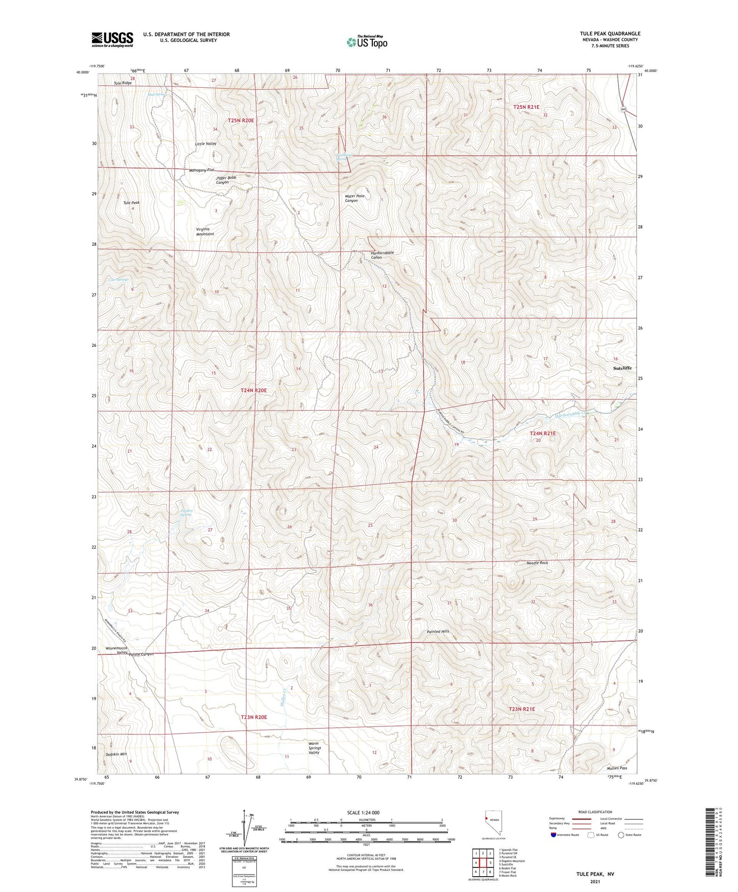 Tule Peak Nevada US Topo Map Image