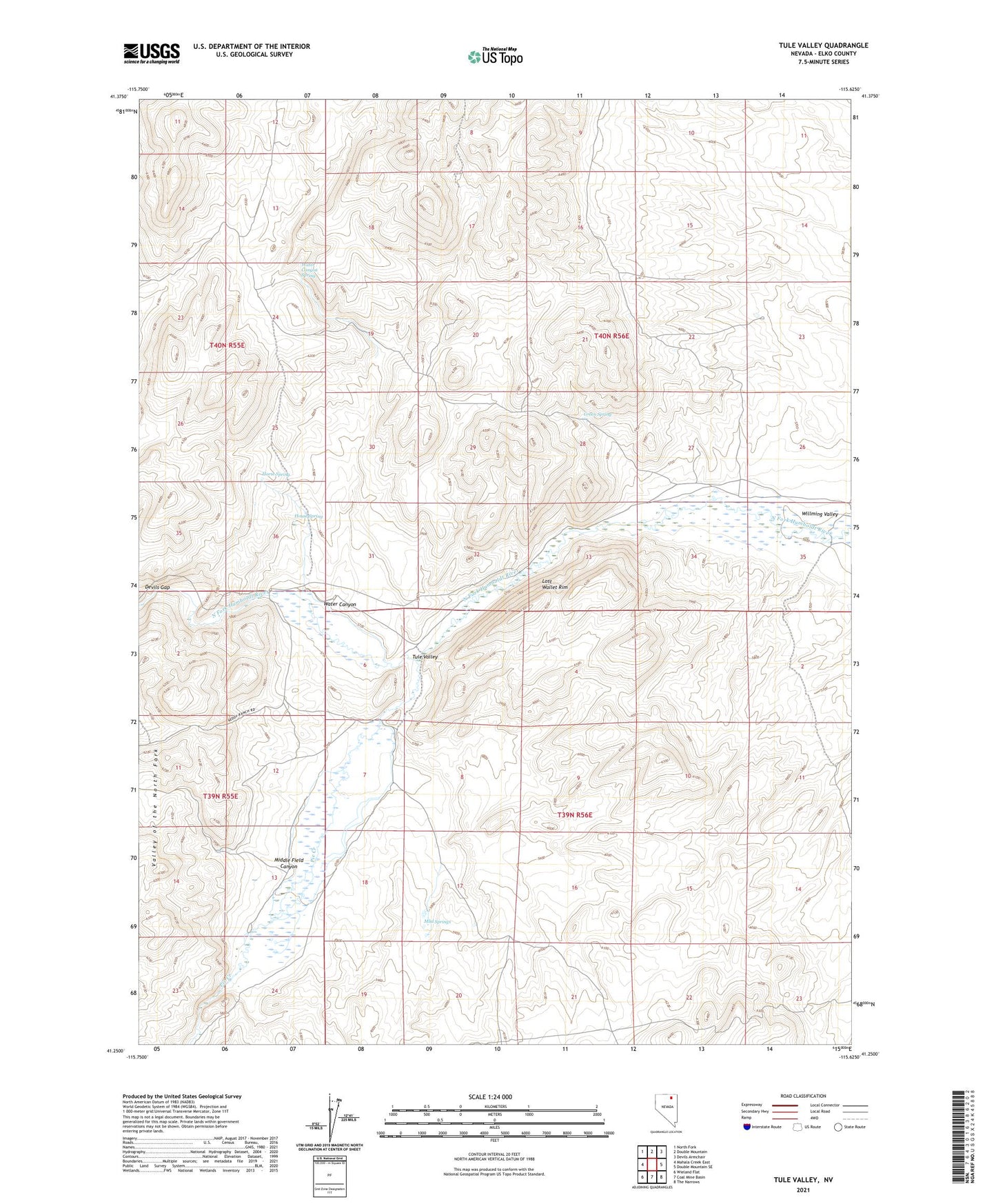 Tule Valley Nevada US Topo Map Image