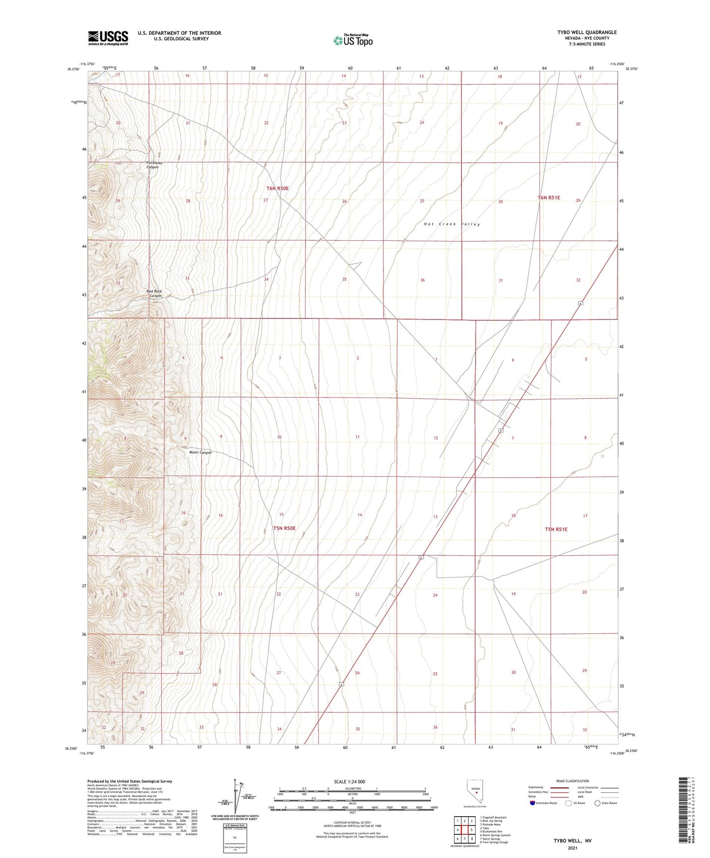 Tybo Well Nevada US Topo Map Image