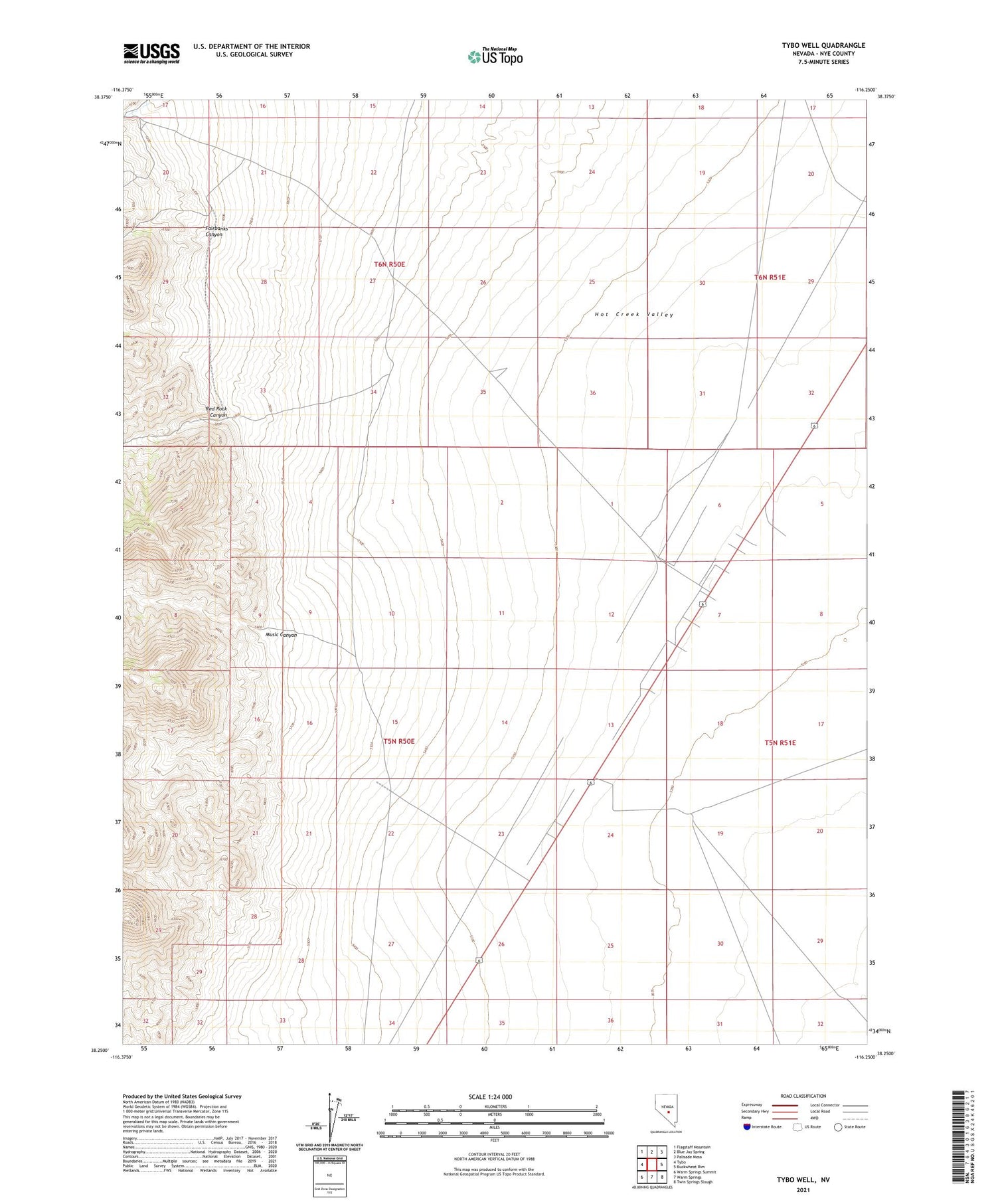 Tybo Well Nevada US Topo Map Image