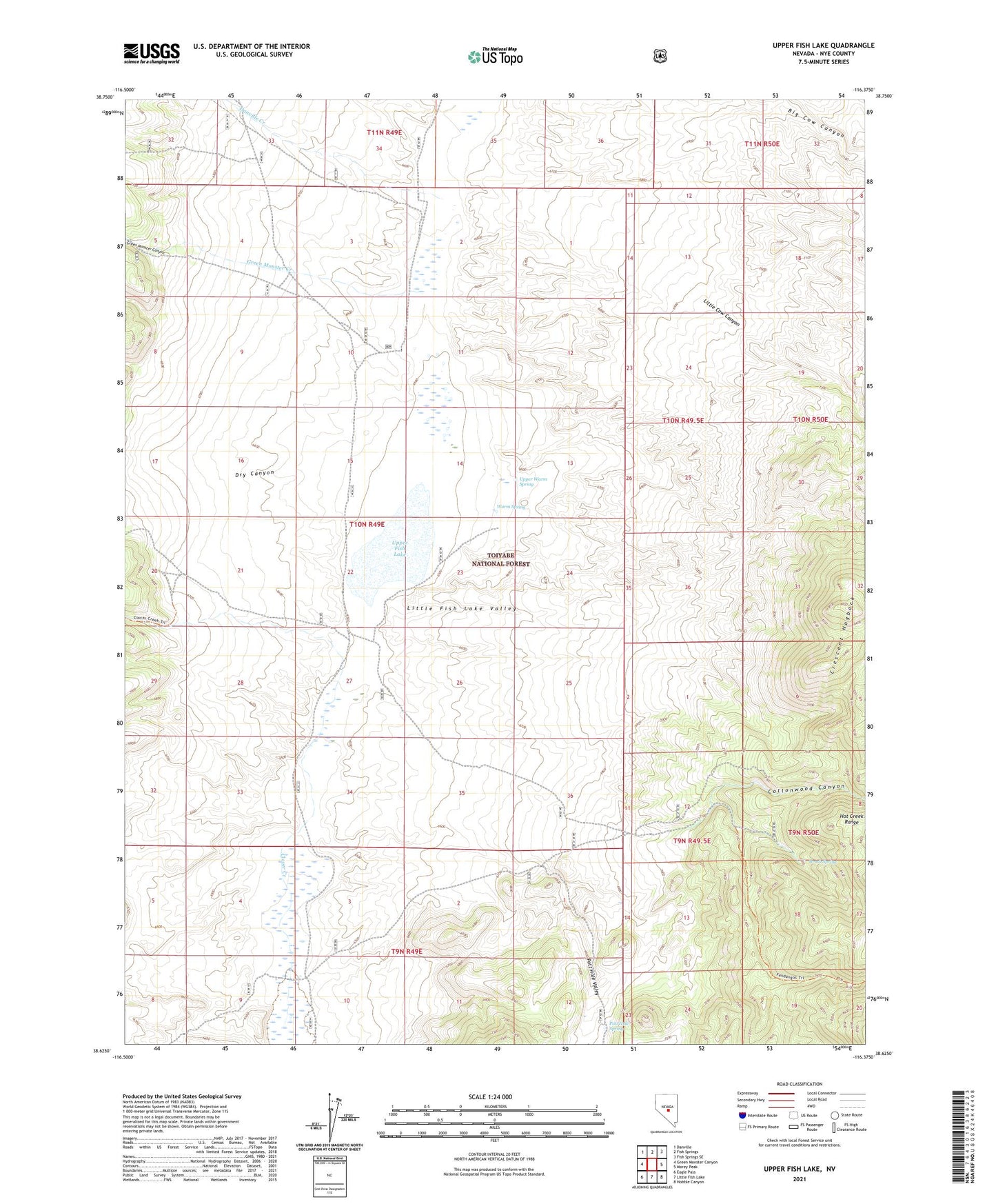 Upper Fish Lake Nevada US Topo Map Image