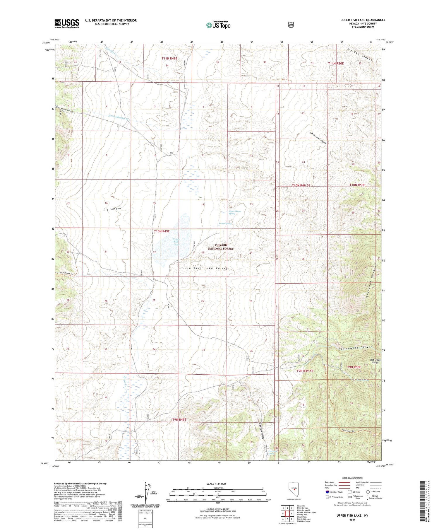Upper Fish Lake Nevada US Topo Map Image